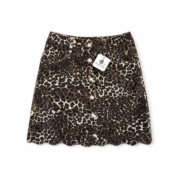 So me Dresses & Skirts - NWT Women’s Leopard Print Denim Mini Skirt Button Front Animal Print Size S